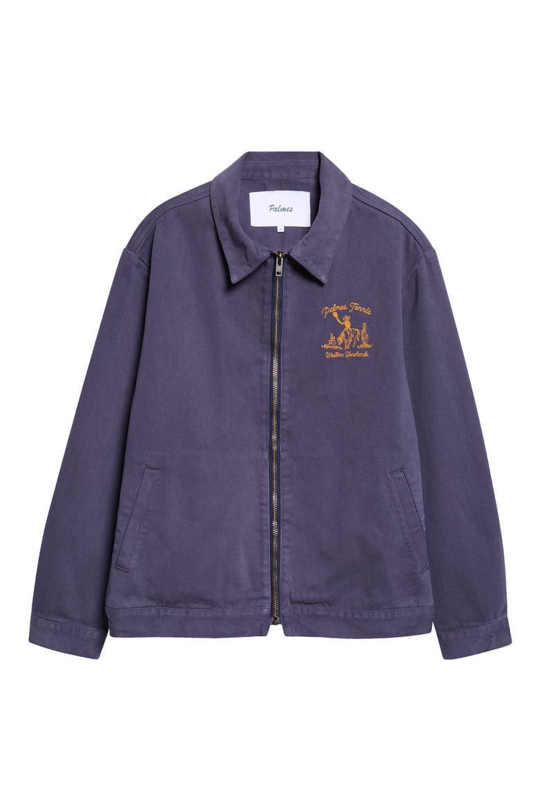 Western Embroidered Cotton Zip Jacket, Main, color, NAVY