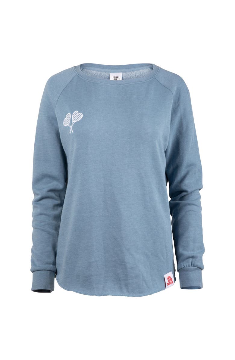 Love All Tennis Women's Courtney Lightweight Wash Sweatshirt, Main, color, Misty Blue