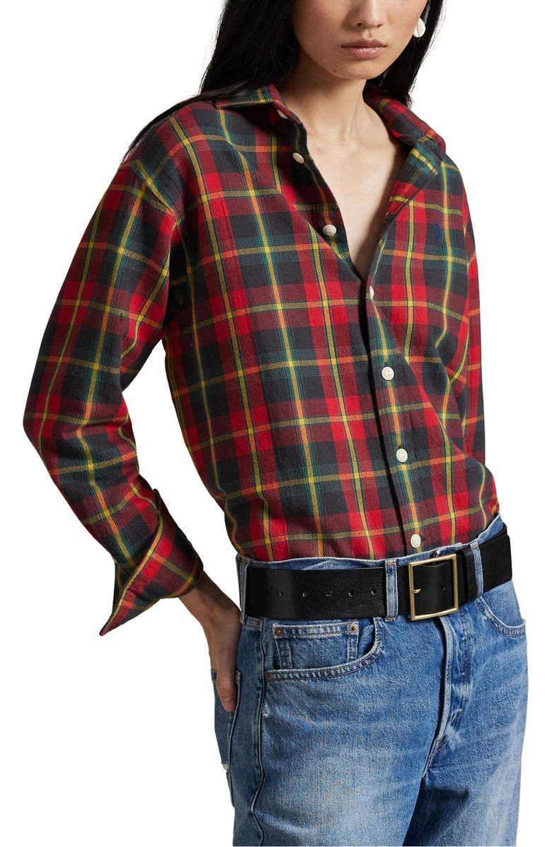 Polo Ralph Lauren Plaid Relaxed Fit Cotton Button-Up Shirt, Main, color, 