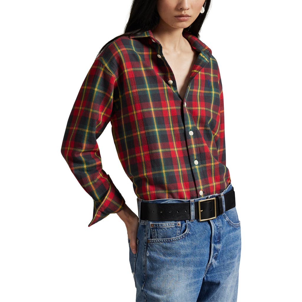 Polo Ralph Lauren Plaid Relaxed Fit Cotton Button-up Shirt In Red