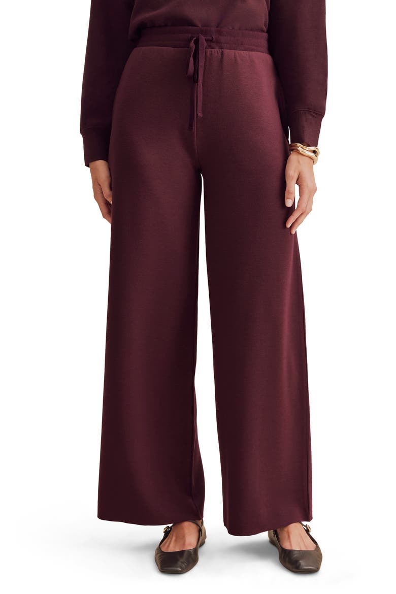 Winslow Tie Waist Wide Leg Sweatpants, Main, color, MERLOT BURGUNDY