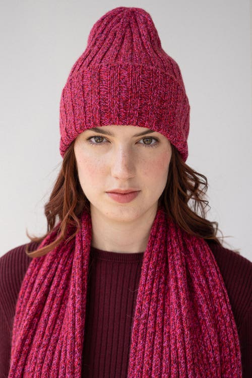 Sskein Ribbed Beanie In Magenta Marl