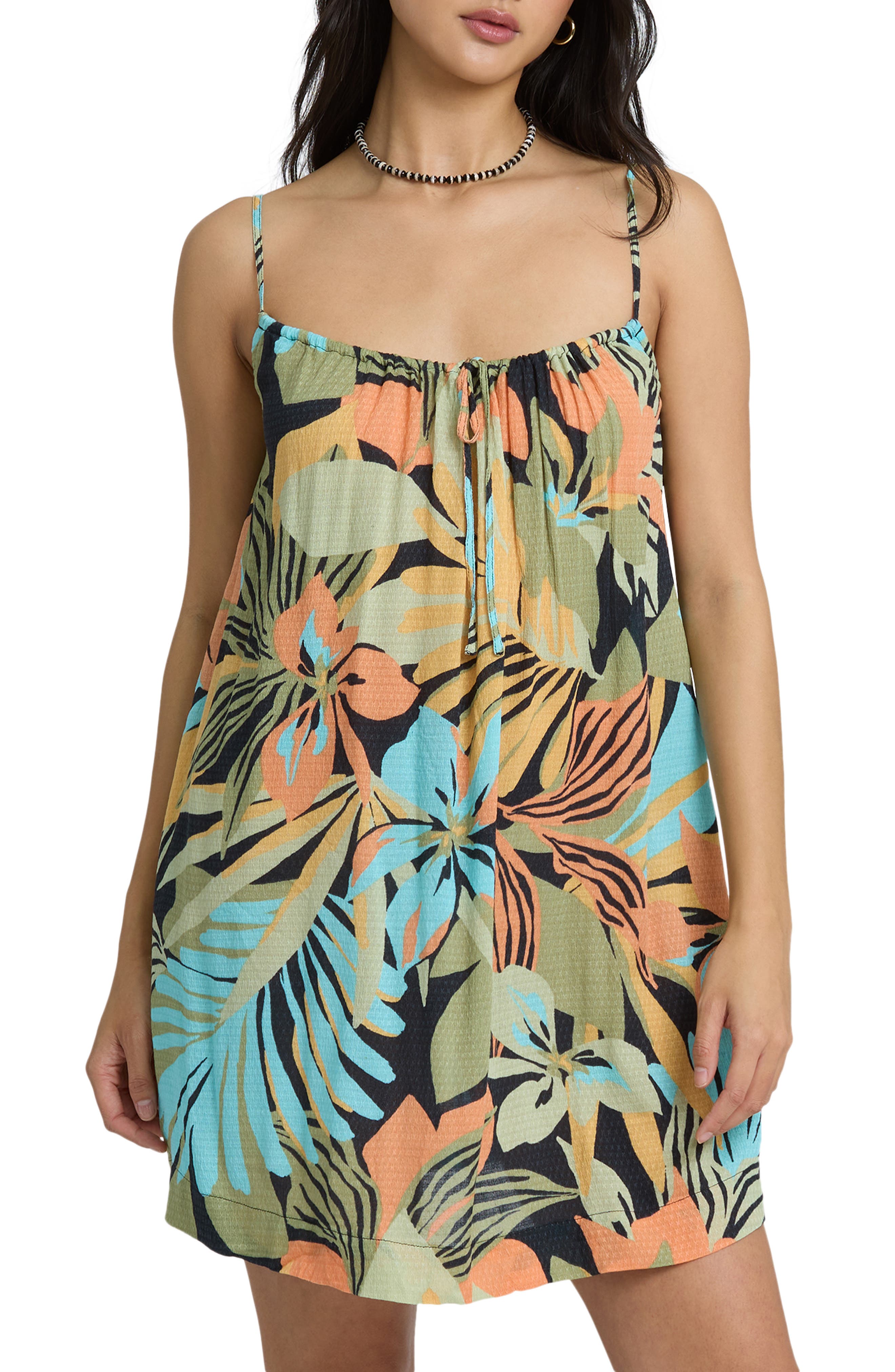 Billabong Women's Beach Song Printed Mini Dress, Light Peach / XS