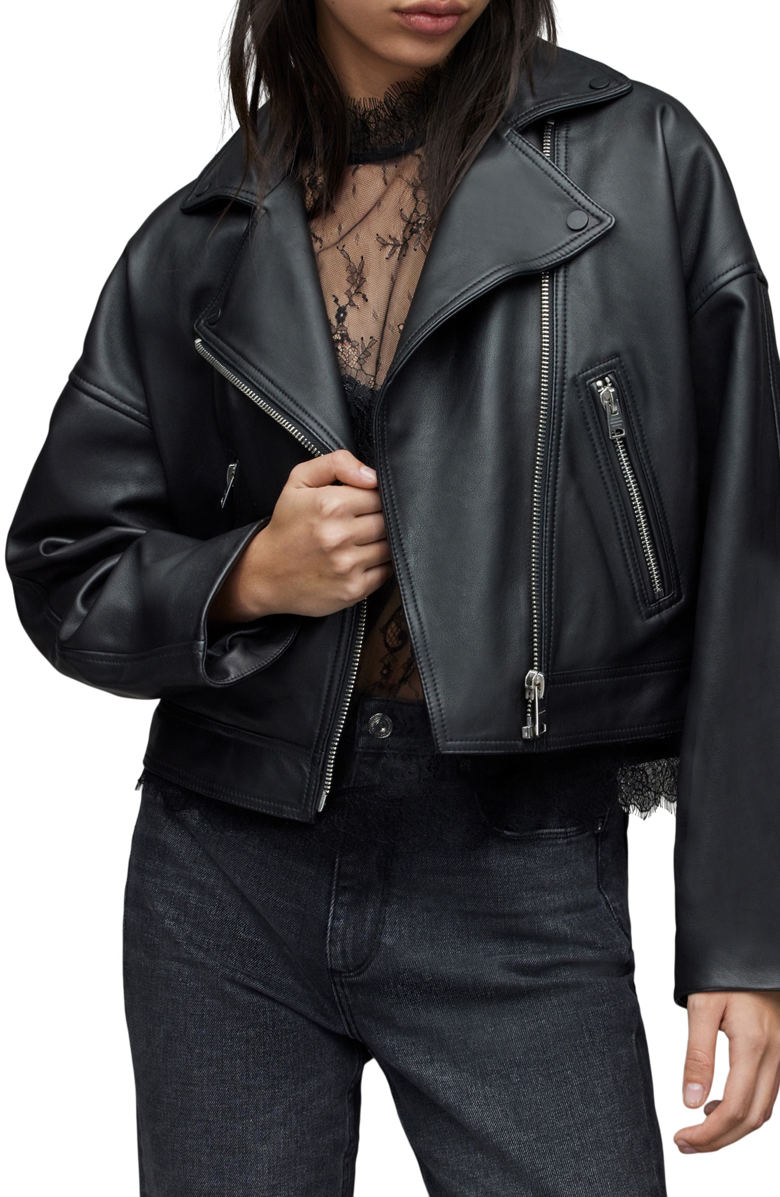 Clarke Boxy Leather Biker Jacket