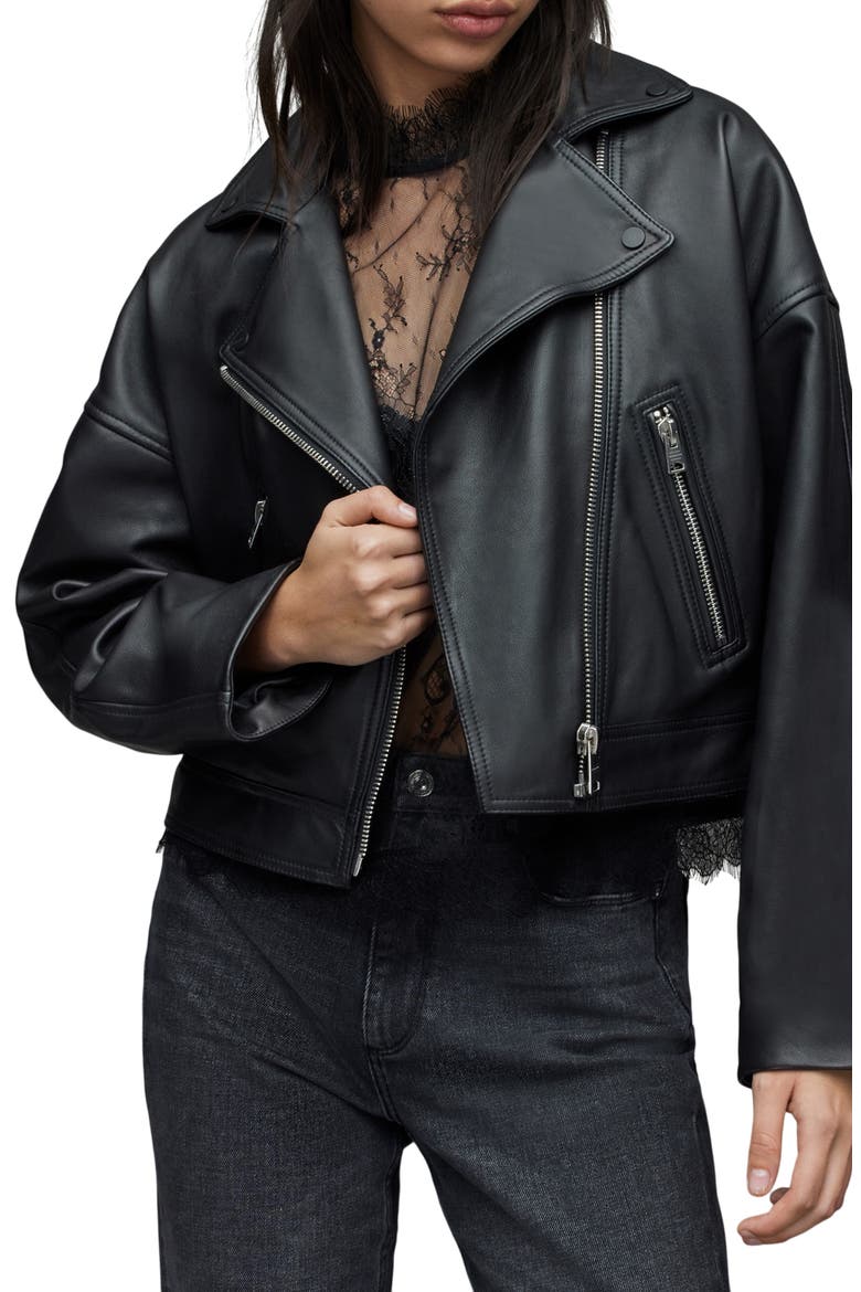 Clarke Boxy Leather Biker Jacket (Women) | Nordstrom