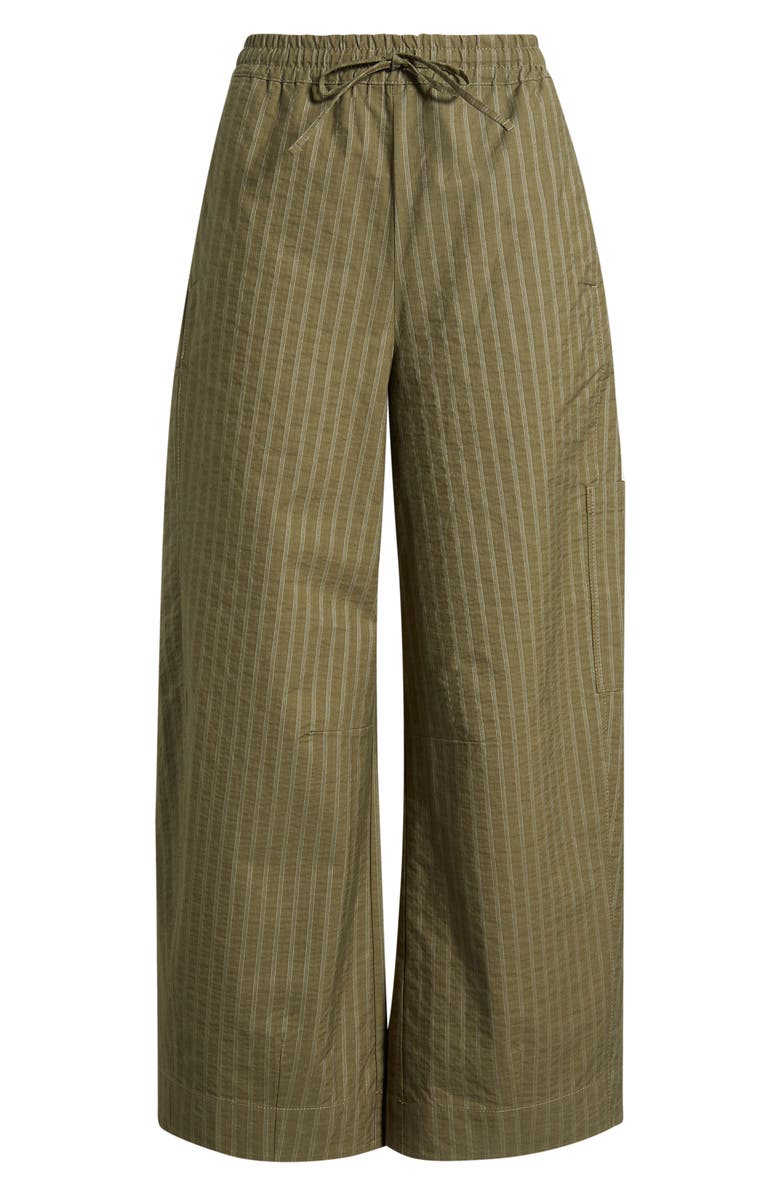Damson Madder Felix Ticking Stripe Organic Cotton Drawstring Pants, Alternate, color, Olive