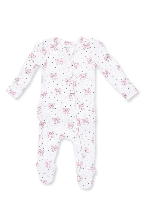 Bows & Hearts Two Way Zip Footie