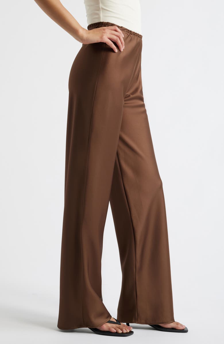 Reformation Gale Bias Cut High Waist Satin Pants, Alternate, color, Pinecone