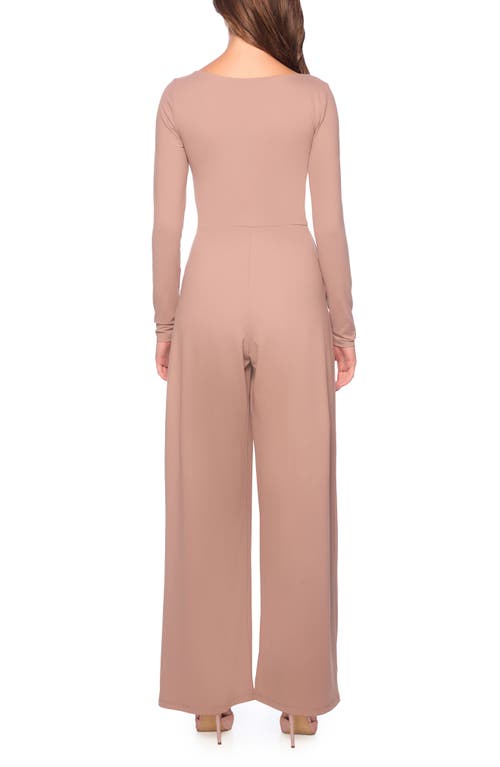 Susana Monaco Sweetheart Neck Long Sleeve Wide Leg Jumpsuit In Coco