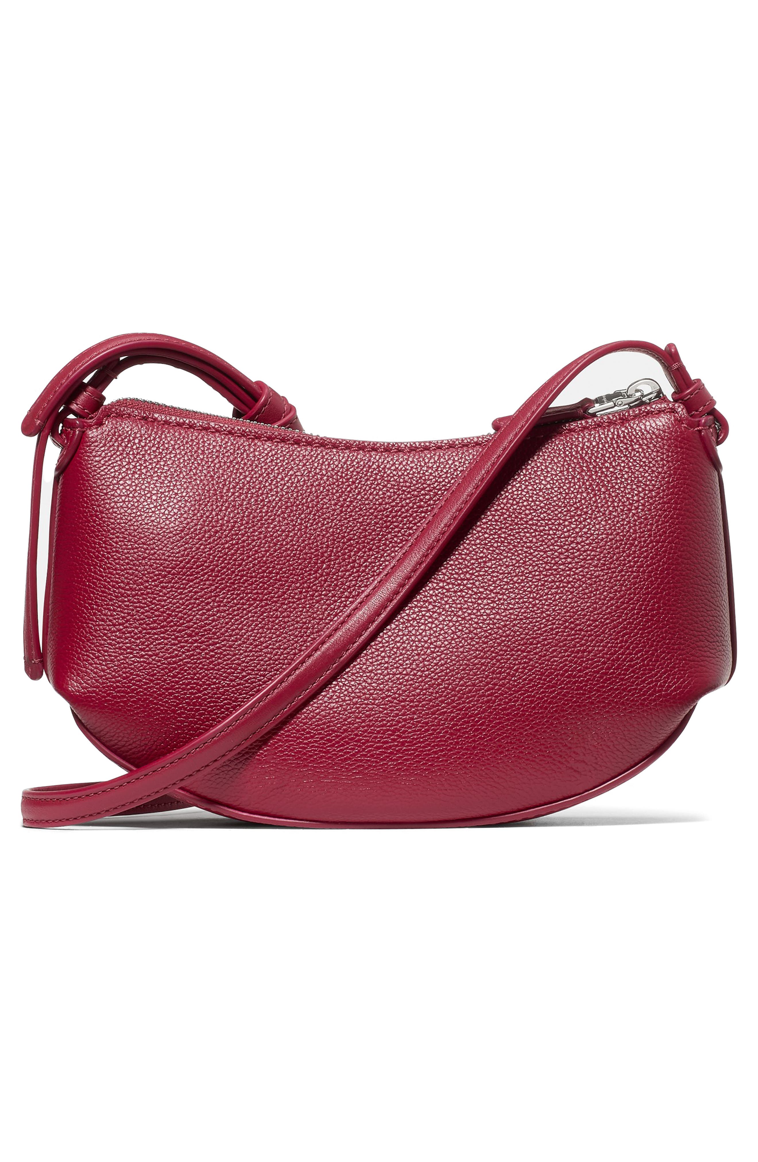 loop pebble leather crossbody bag, Alternate, color, RED JAM