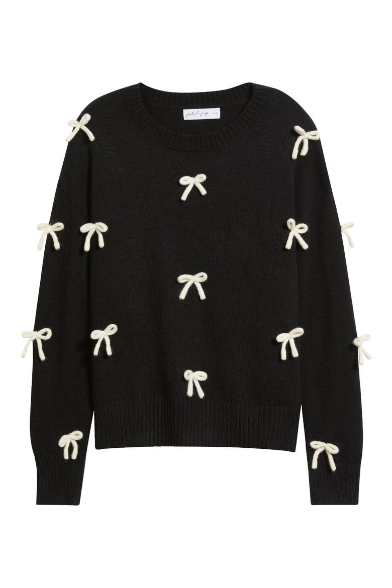 Voss Bow Sweater, Alternate, color, BLACK