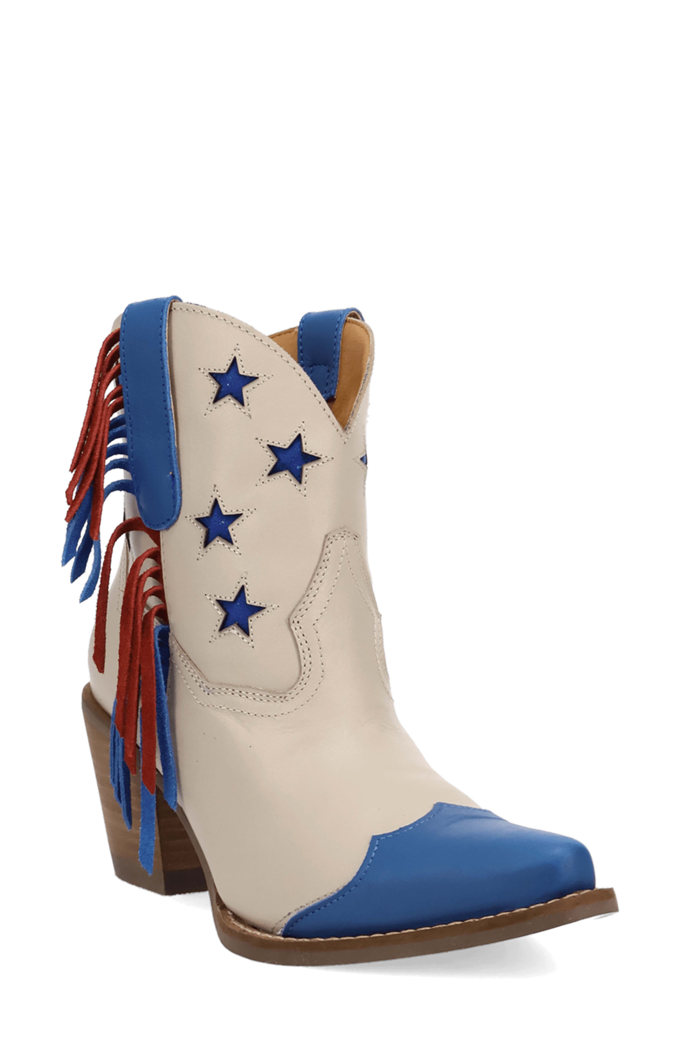 Liberty Fringe Trim Western Boot, Main, color, BEIGE MULTI