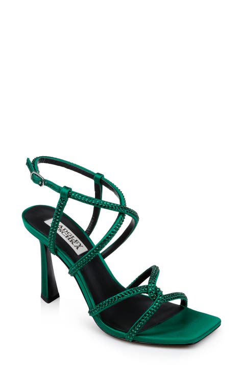 Emerald green strappy heels on sale