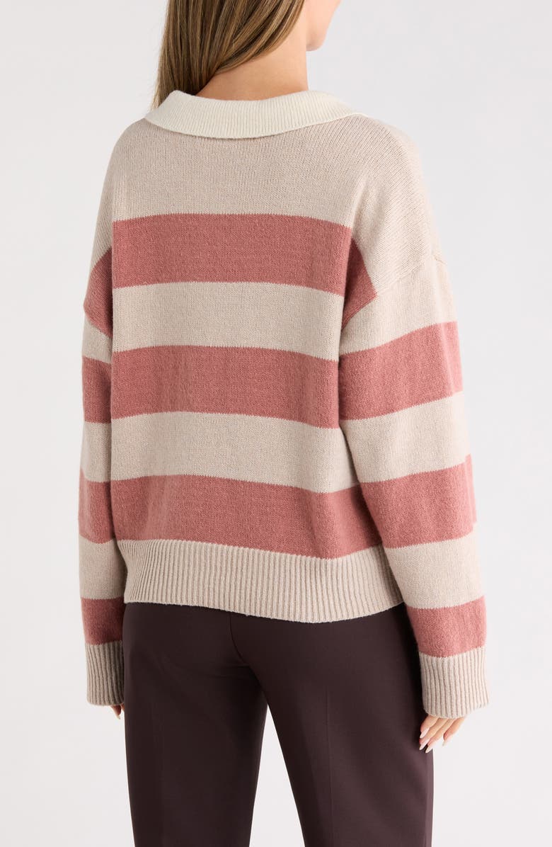 Sanctuary Stripe Rugby Polo Sweater, Alternate, color, Pearl Mauve Scone