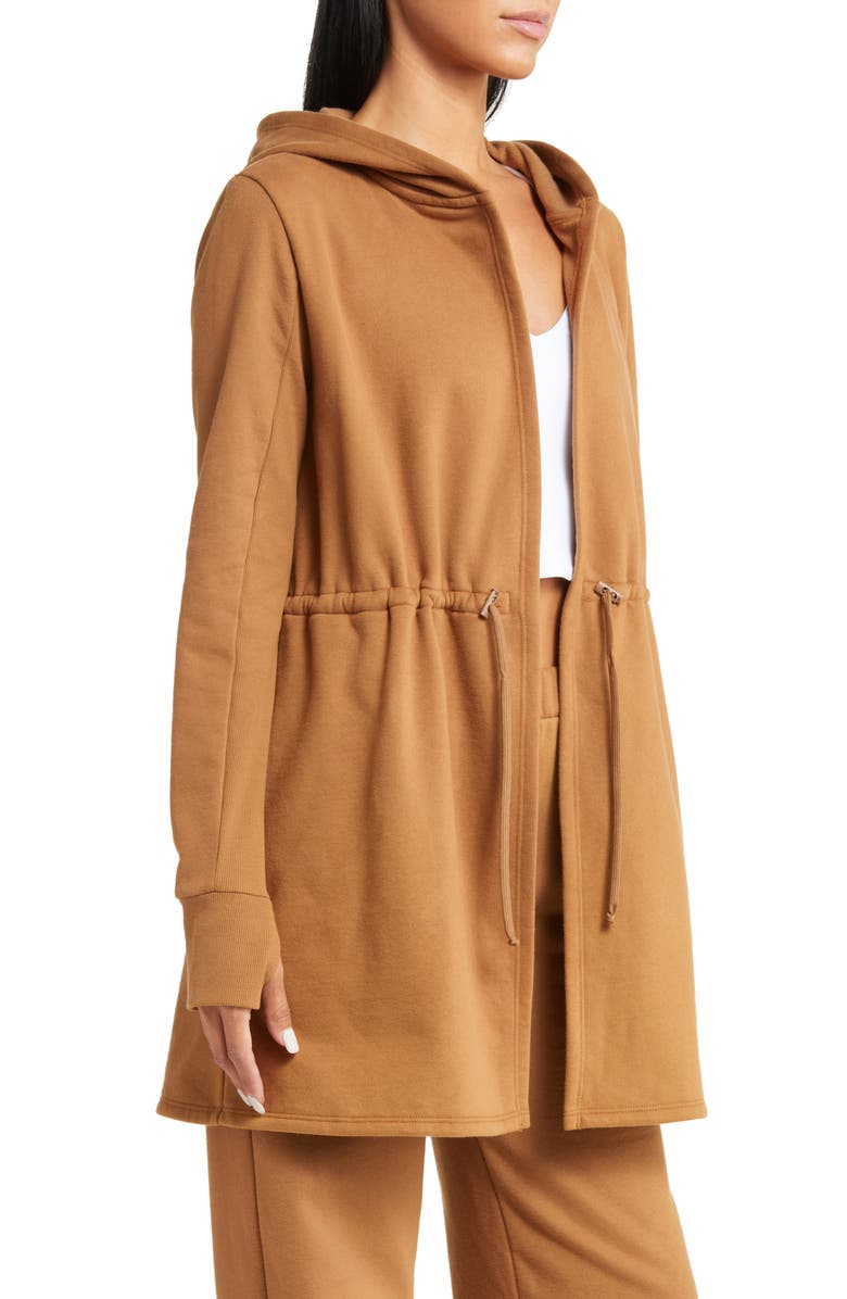 Beyond Yoga On the Go Open Front Hooded Jacket, Alternate, color, Toffee