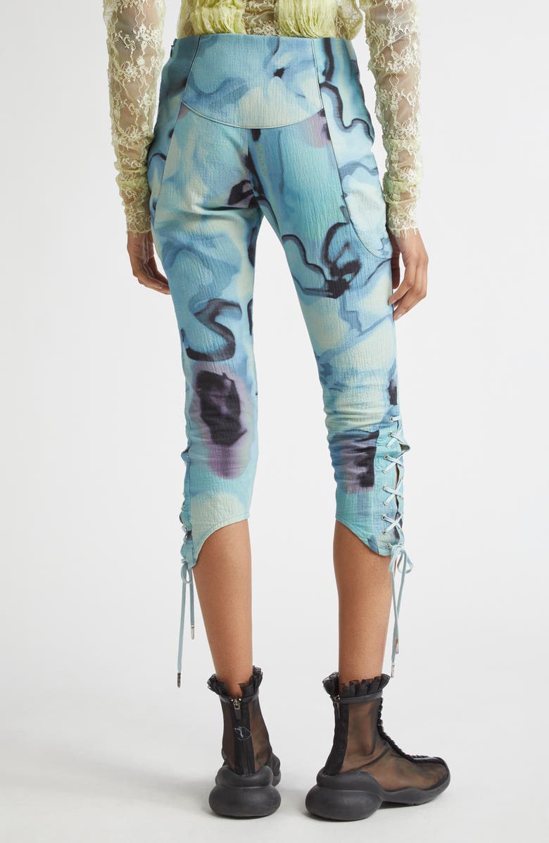 Collina Strada Baneberry Lace-Up Organic Cotton Capri Pants, Alternate, color, Sky Watercolor Floral