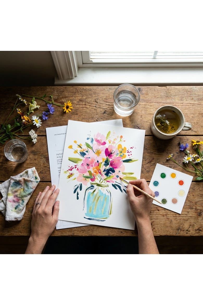 All In One Watercolor Kits, Alternate, color, White Floral Watercolor