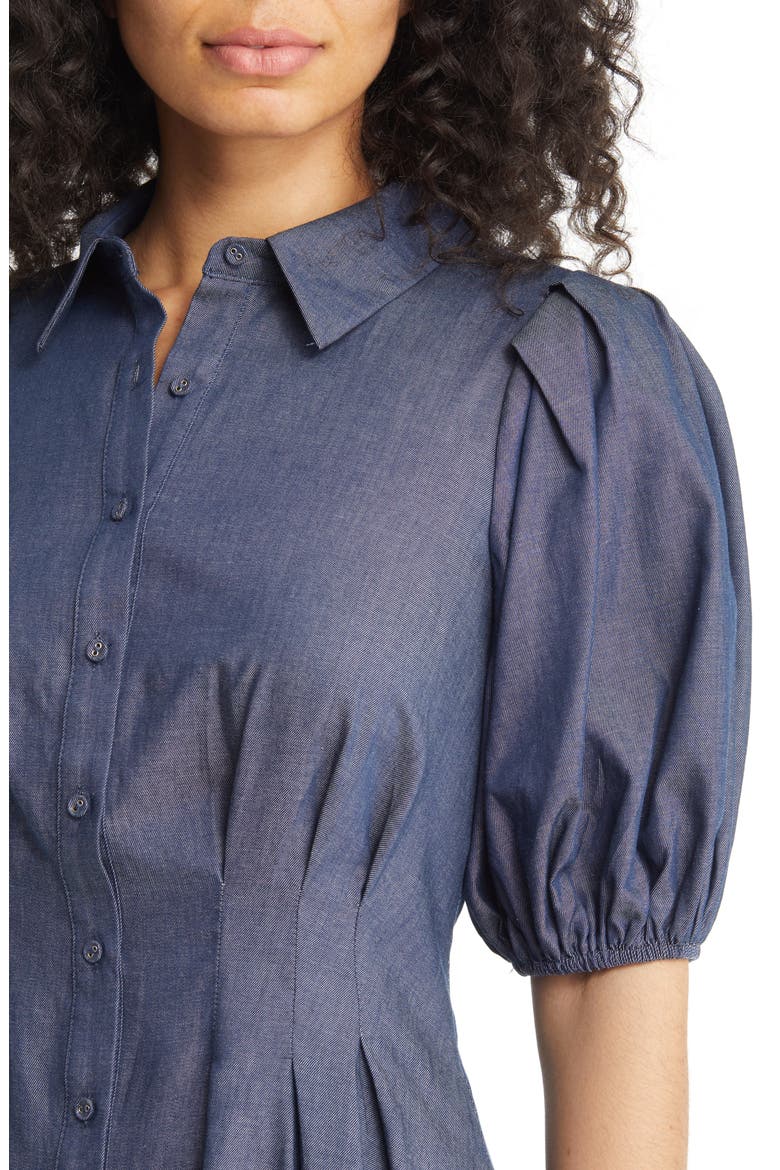 Puff Sleeve Shirtdress, Alternate, color, DENIM