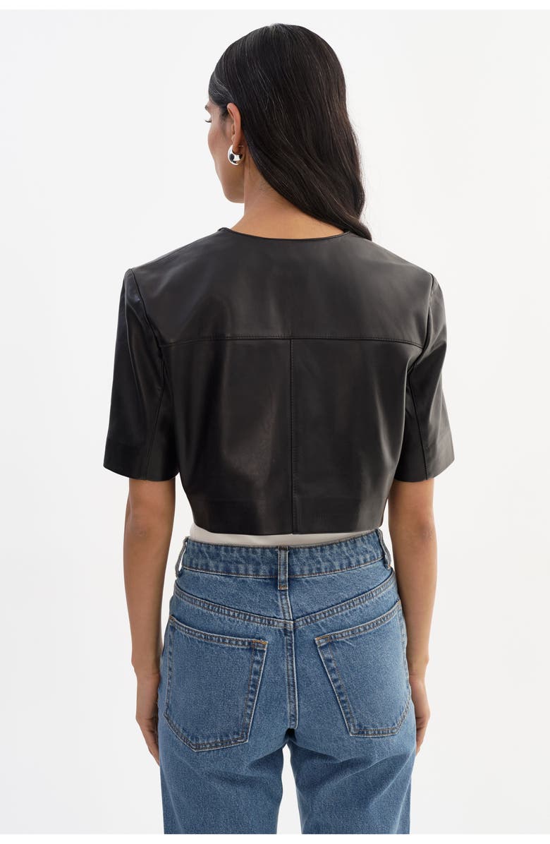 LAMARQUE Aviana | Collarless Leather Jacket, Alternate, color, Black