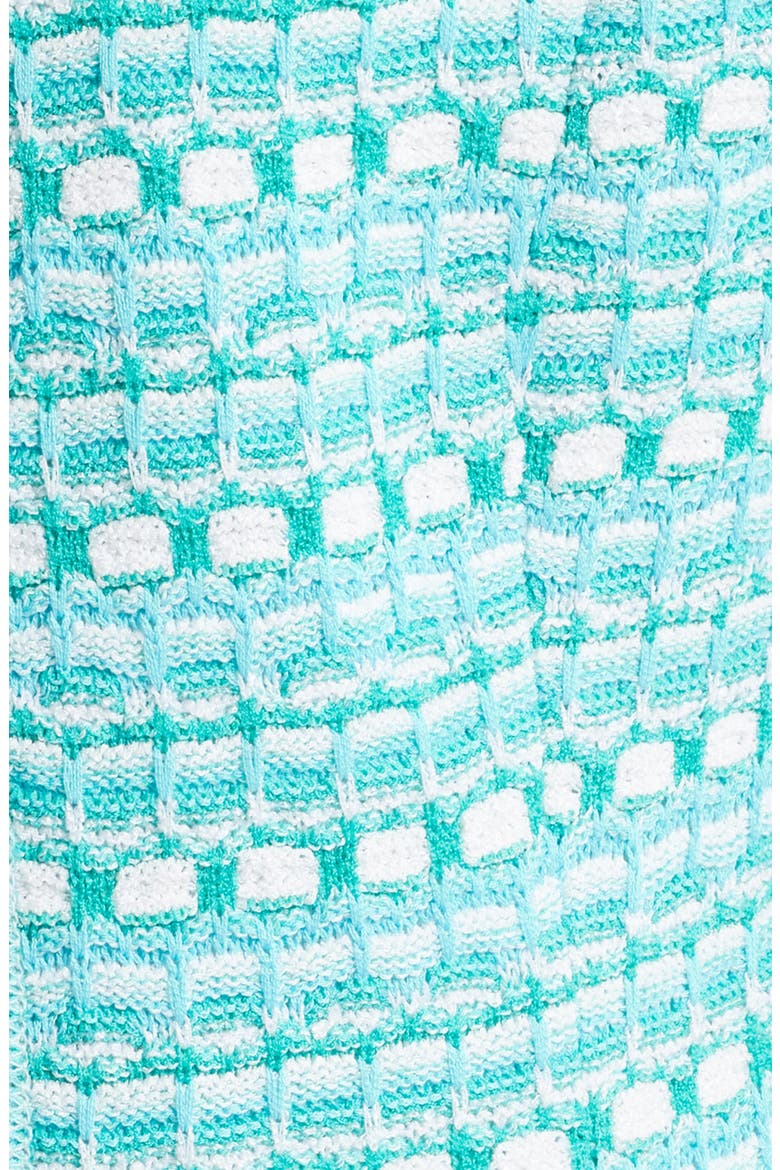 Mixed Stitch Short Sleeve Cardigan, Alternate, color, EMERALD AWE/ CALYPSO BLUE