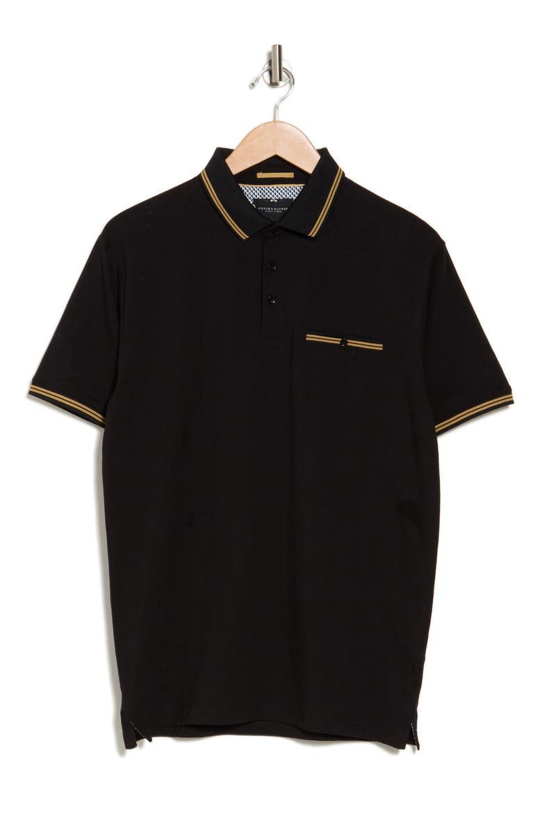 Tipped Knit Polo, Alternate, color, BLACK