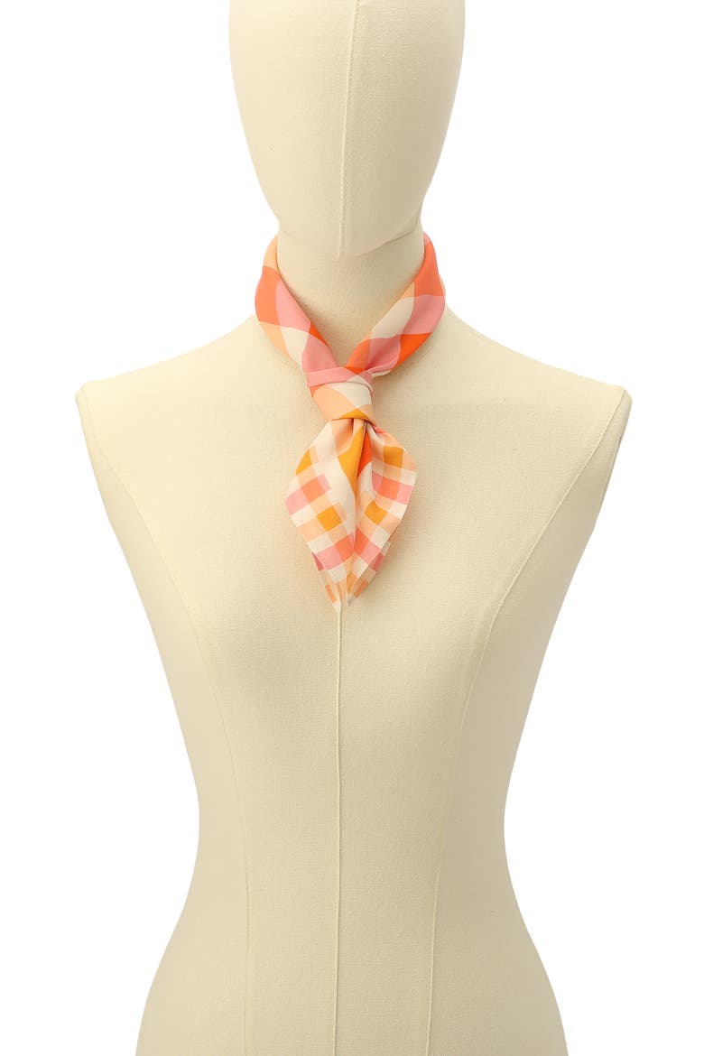 beach plaid cotton & silk scarf, Alternate, color, ORANGE MULTI