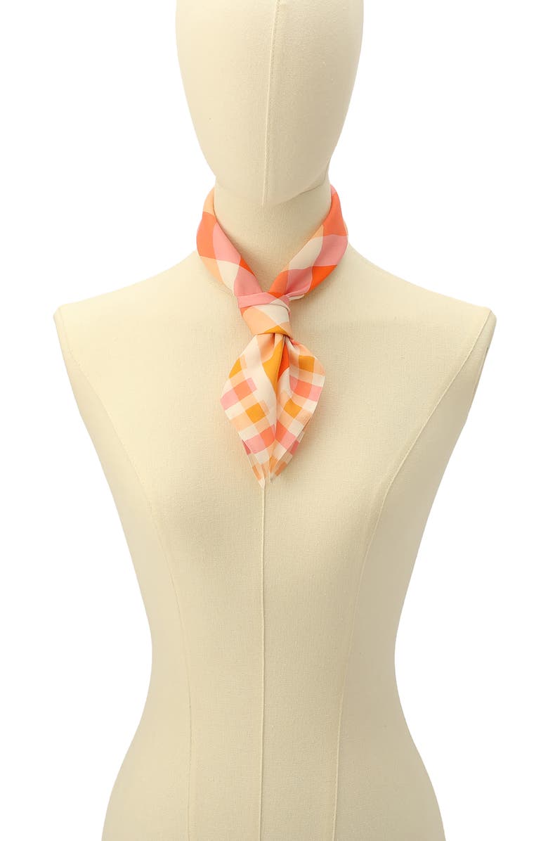 Kate Spade New York beach plaid cotton & silk scarf, Alternate, color, Orange Multi