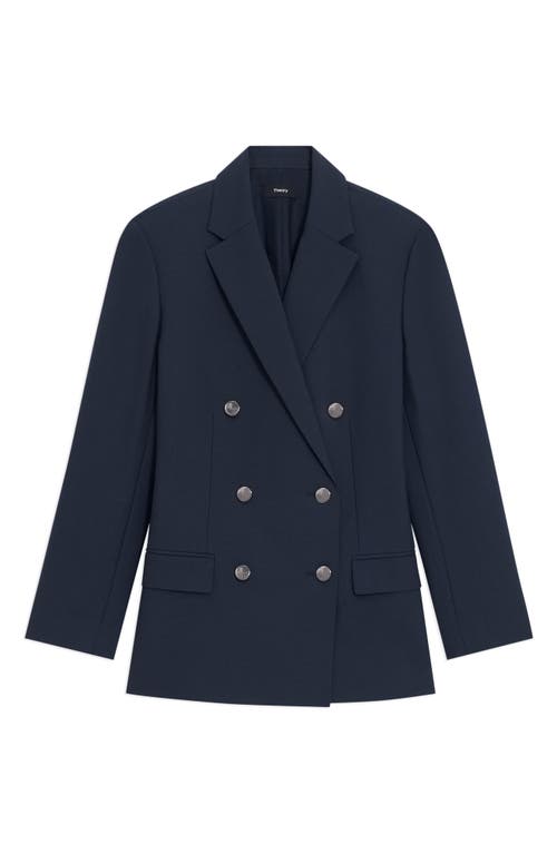 Theory Boxy Double-breasted Wool-blend Jacket In Nocturne Navy