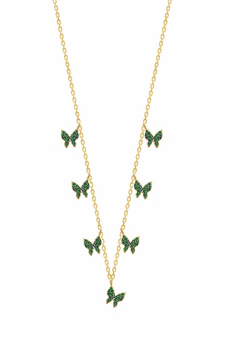 GABI RIELLE Rise Above the Crowd Collection 14K Gold Plated Sterling Silver Crystal Butterfly Chain Necklace, Main, color,