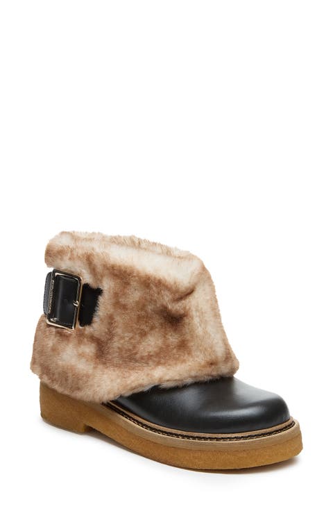 Calvin Faux Fur Cuff Bootie (Women)