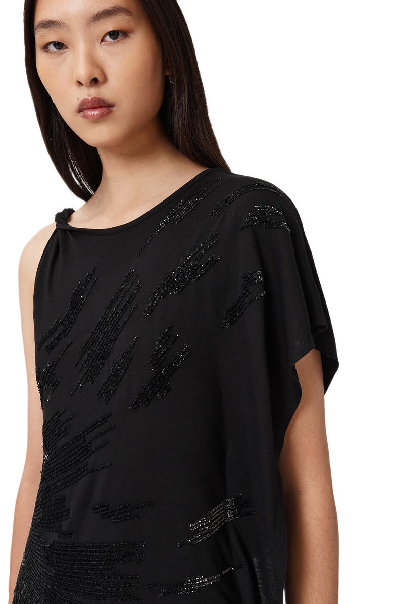 AllSaints Sophie Soutache Cocktail Dress, Alternate, color, Black
