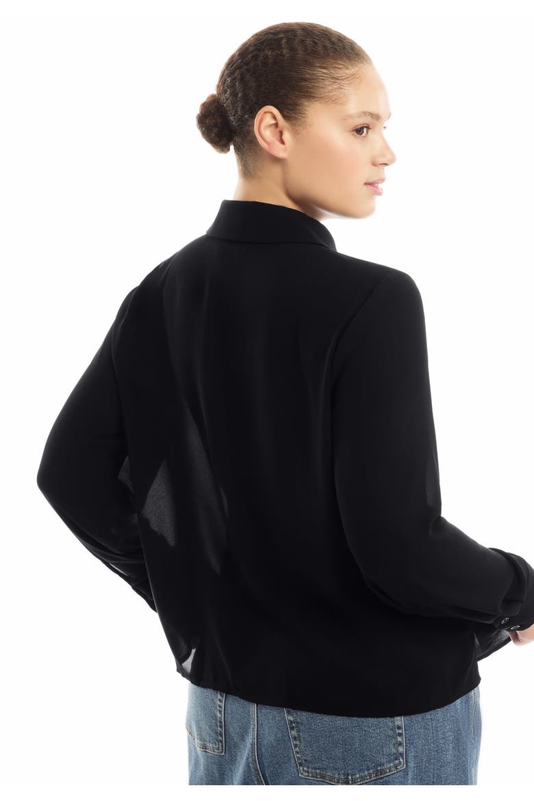 Ruffled Georgette Blouse, Alternate, color, BLACK ONYX