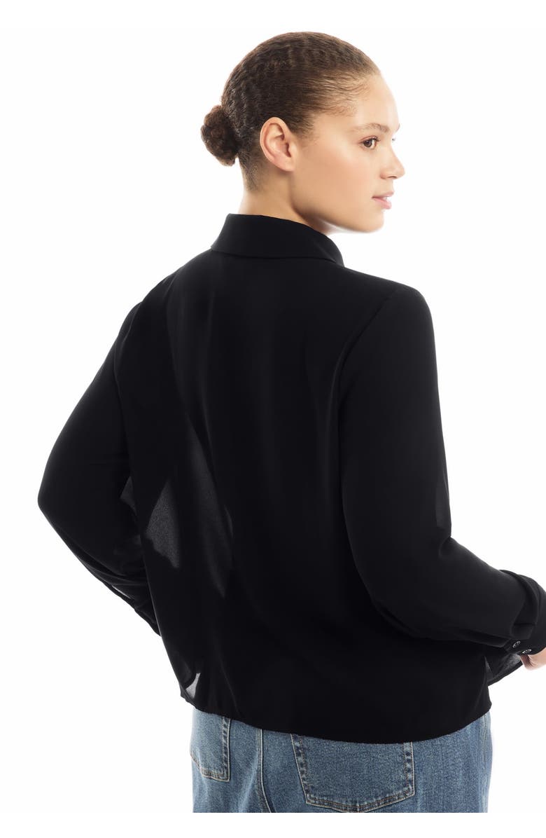 June + Vie Ruffled Georgette Blouse, Alternate, color, Black Onyx