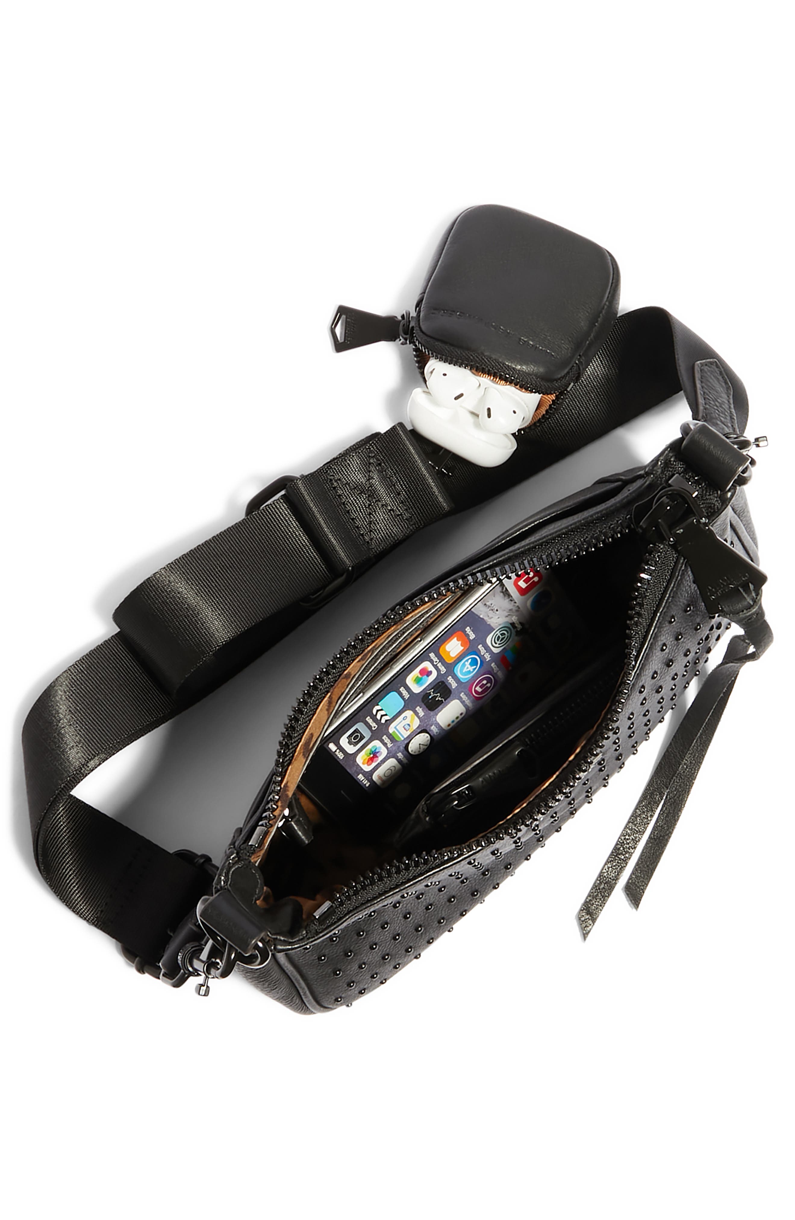 Kestenberg Topaz Leather Crossbody with Pouch, Alternate, color, BLACK WITH SHINY BLACK STUDS