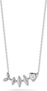 GLAZE JEWELRY Cubic Zirconia Fish Bone Pendant Necklace