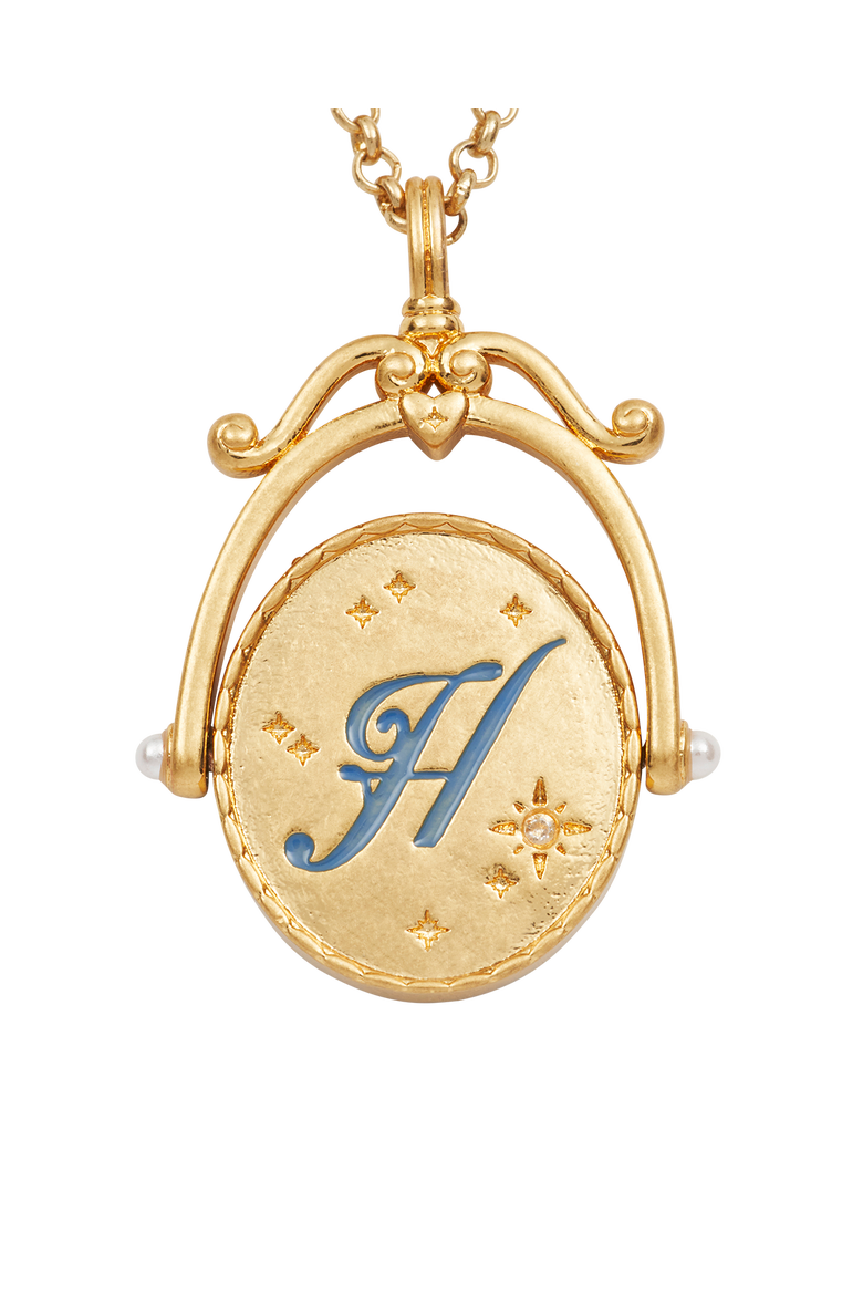 H Initial Hydrangea Gold Spinner Chain Necklace, Alternate, color, Gold
