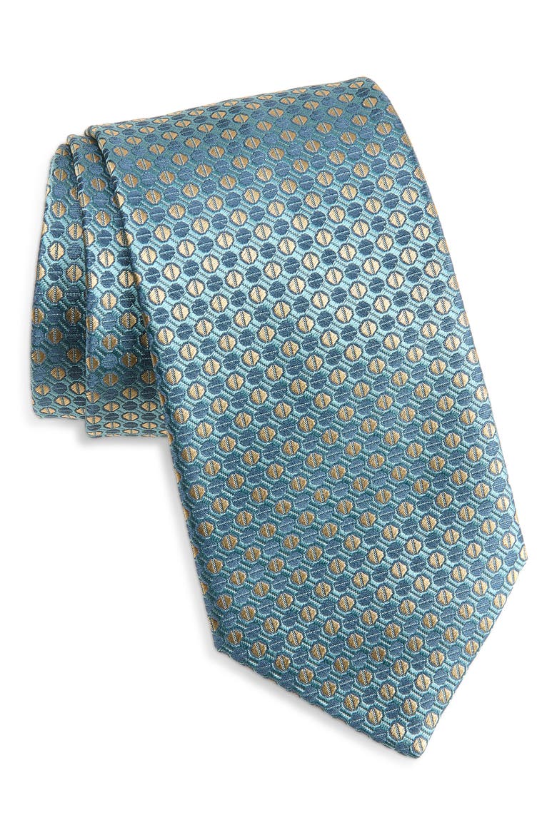 Neat Silk Tie, Main, color, GREEN