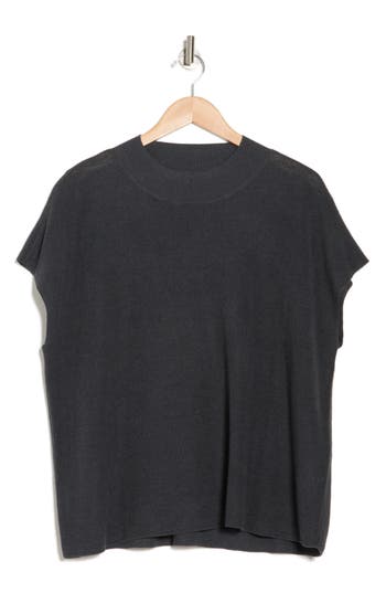 Eileen Fisher Mock Neck Organic Linen & Cotton Sweater In Graphite