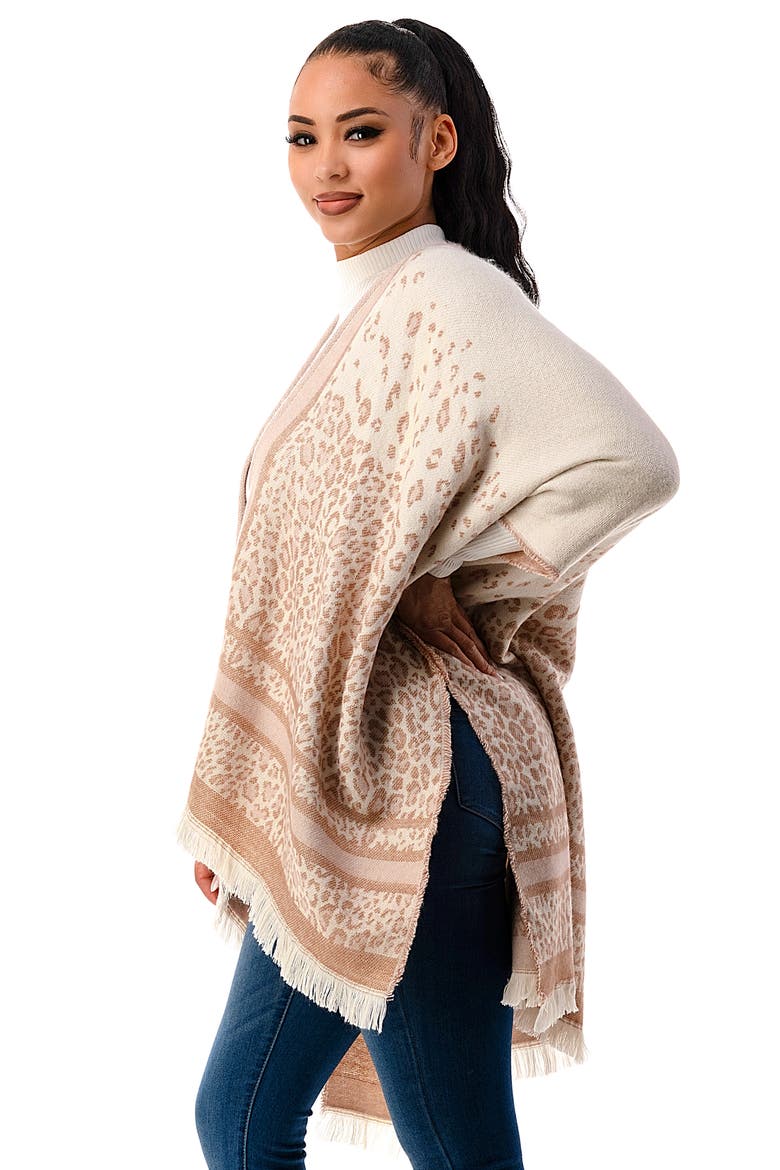 Cheetah Print Ruana, Alternate, color, BLUSH