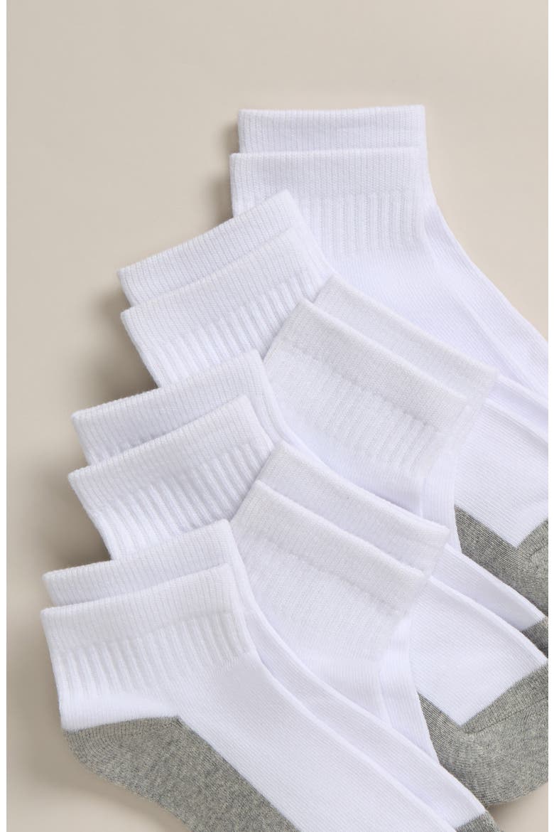 Kids' 6-Pack Quarter Socks, Alternate, color, WHITE-GREY