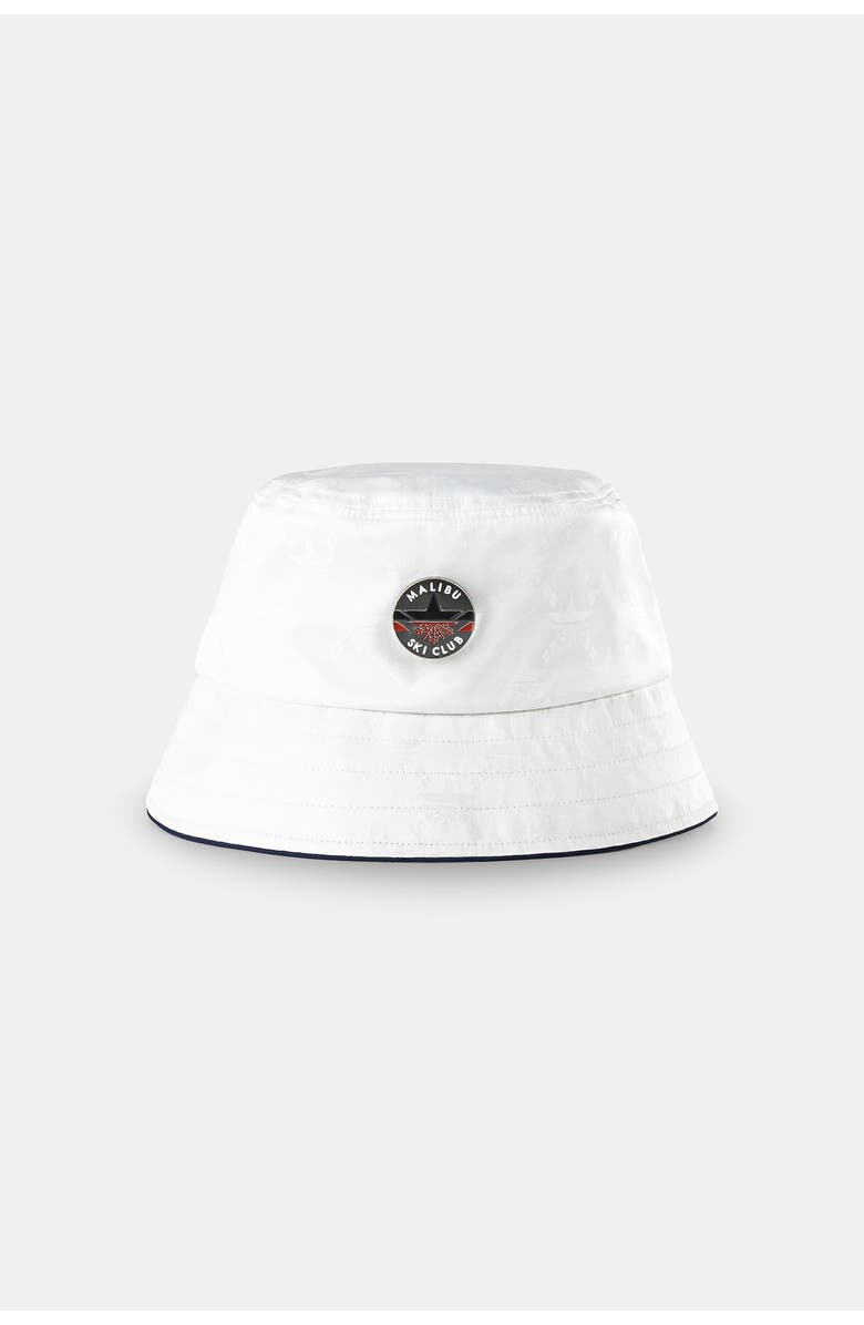 Malibu Ski Club Snow Monogram Bucket Hat, Main, color, White