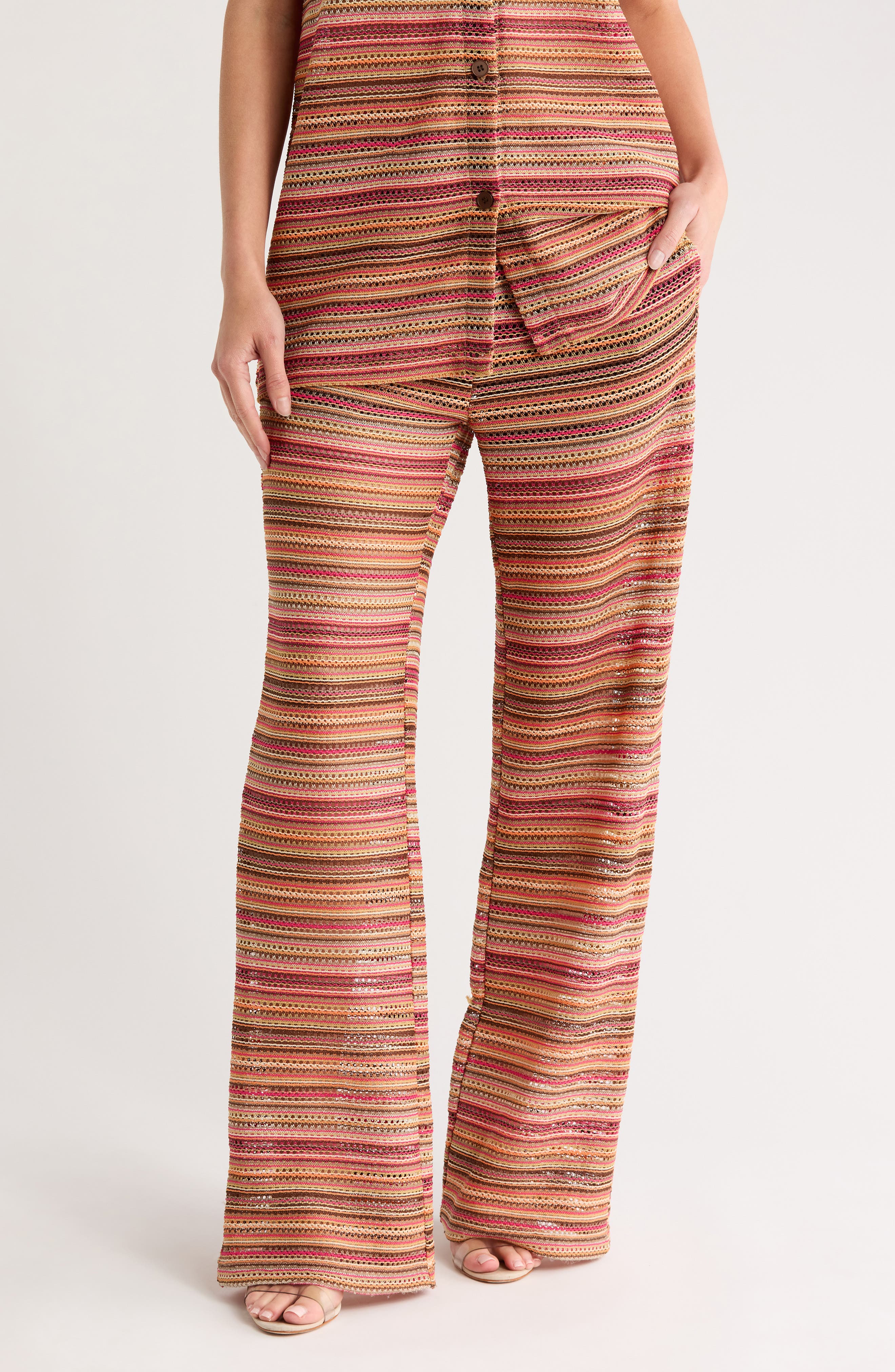 Open Stitch Wide Leg Pants