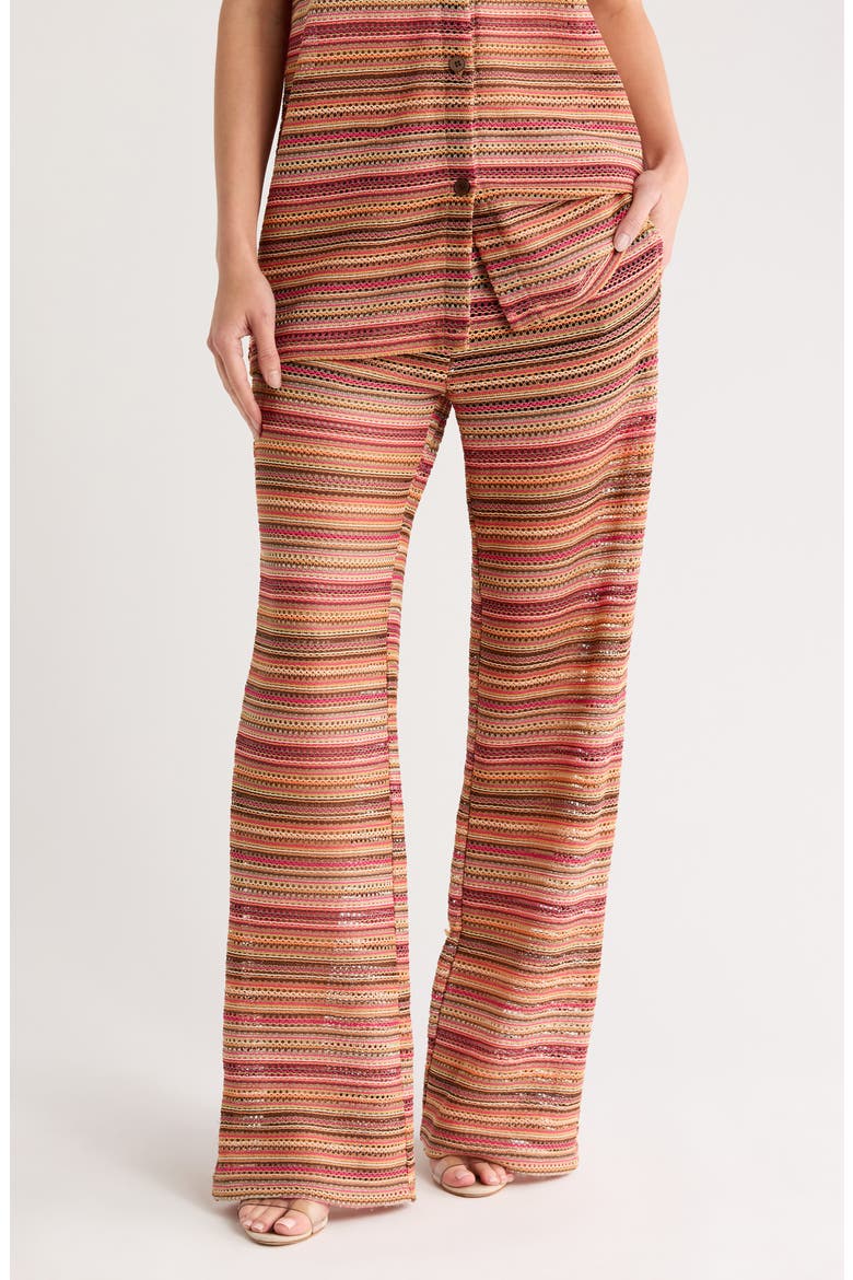 Open Stitch Wide Leg Pants, Main, color, BRANDY BROWN