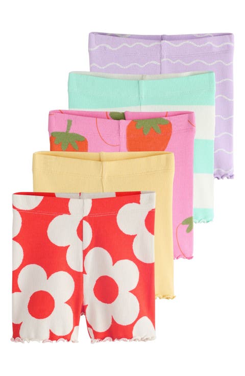 Kids' Rib Assorted 5-Pack Stretch Cotton Cycling Shorts (Baby, Toddler & Little Kid)