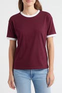 Solomon & Sage Regular Fit Contrast Trim Ringer Cotton T-Shirt