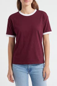 Solomon & Sage Regular Fit Contrast Trim Ringer Cotton T-Shirt