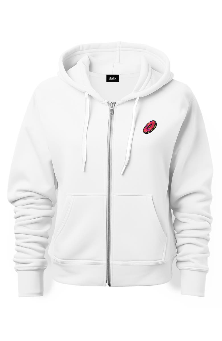 Dalix Donut Zip Hoodie, Main, color, White