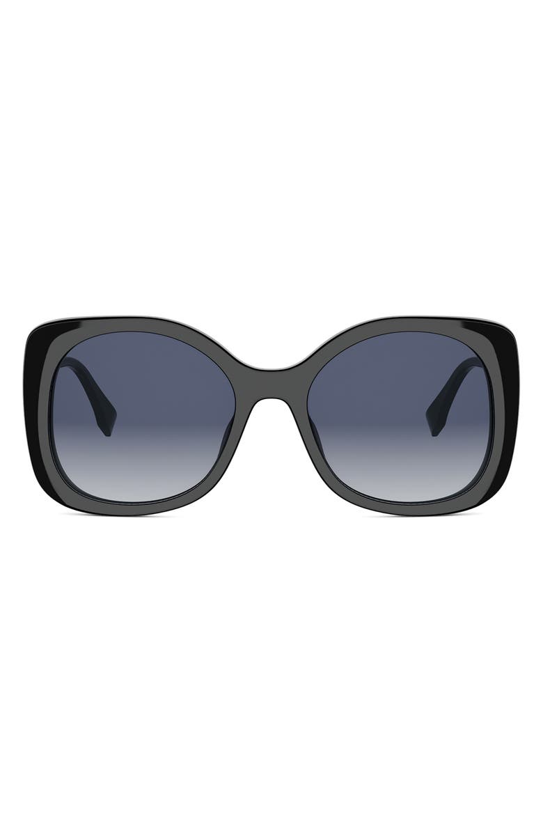 Fendi graphy 55mm Gradient Square Sunglasses, Main, color, Shiny Black / Gradient Blue