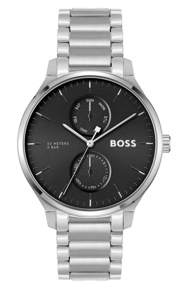 BOSS Tyler Bracelet Watch, 43mm & Wallet Set, Alternate, color, Black