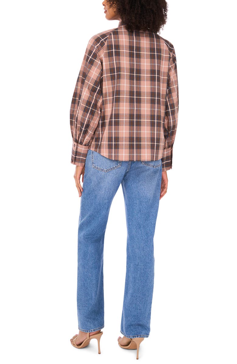 Halogen<sup>®</sup> Plaid Tie Neck Button-Up Shirt, Alternate, color, Roebuck